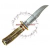 MR-8 LONE STAR RIDER DAMASCUS STEEL FORGED HUNTING STAG HANDLE KNIFE